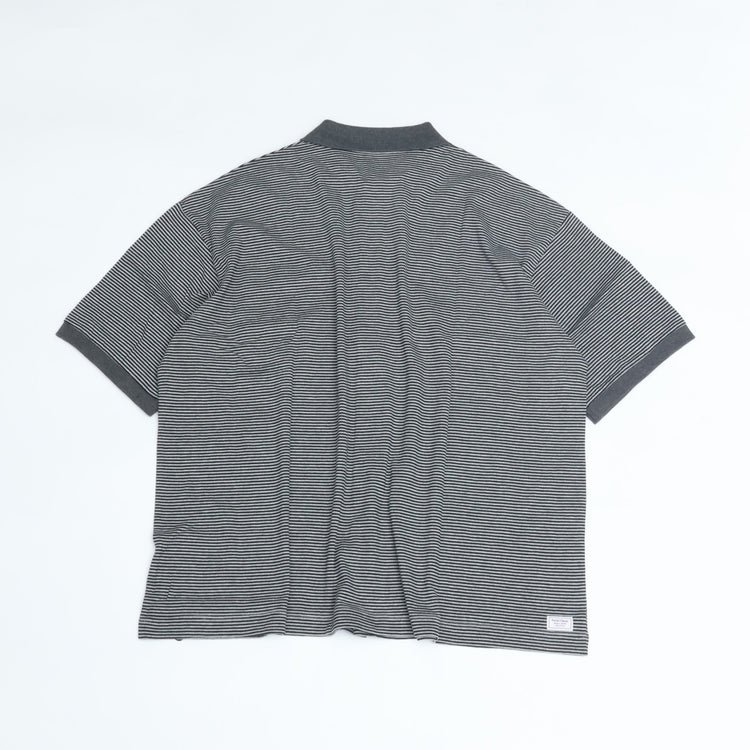 PORTER CLASSIC H/W BEATNIK BORDER OPEN POLO SHIRT GRAY BLACK
