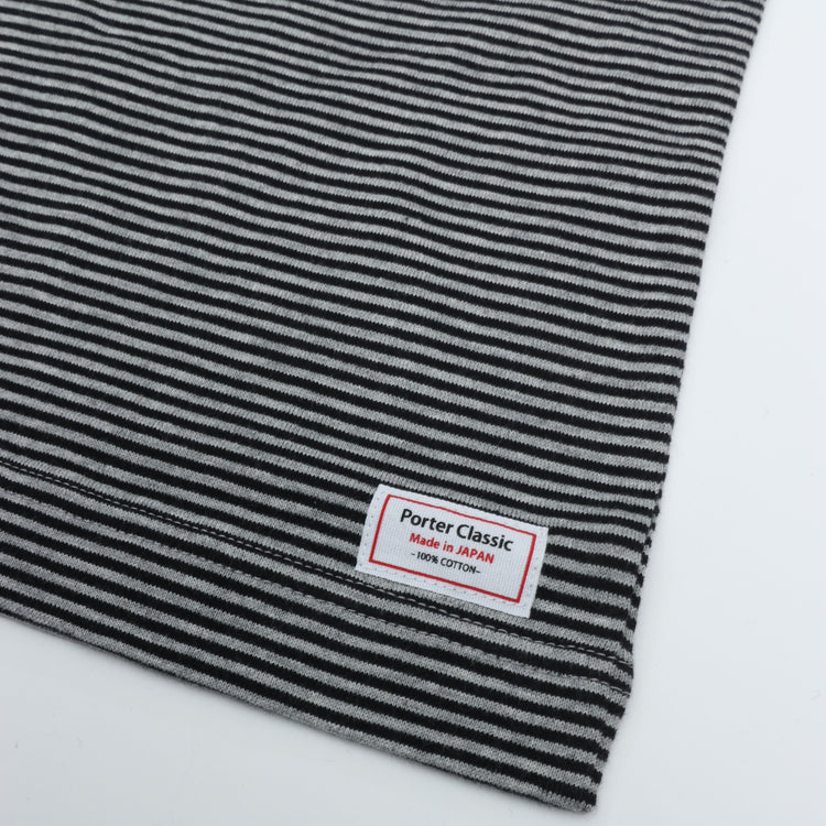 PORTER CLASSIC H/W BEATNIK BORDER OPEN POLO SHIRT GRAY BLACK