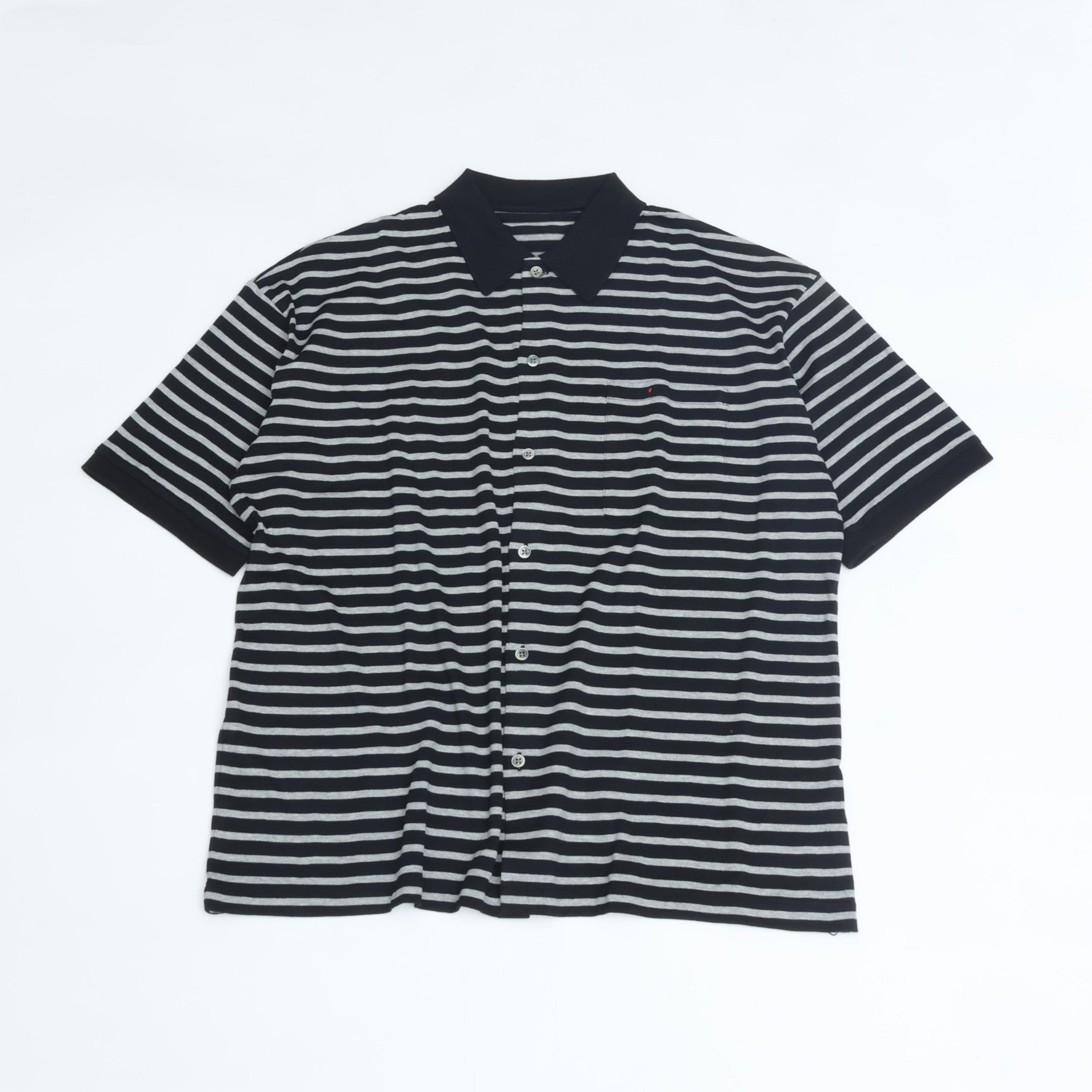 PORTER CLASSIC H/W BEATNIK BORDER OPEN POLO SHIRT BLACK – CASDAY