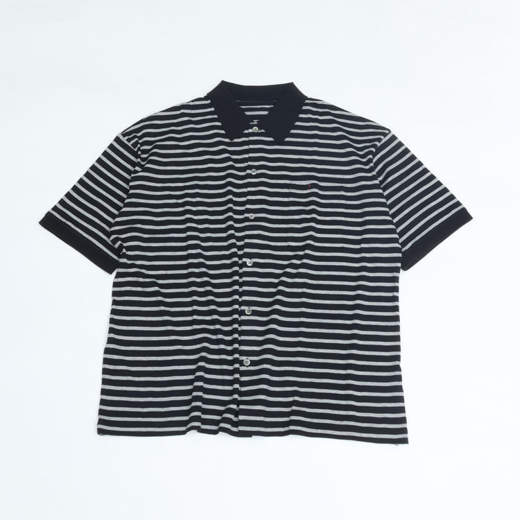 PORTER CLASSIC H/W BEATNIK BORDER OPEN POLO SHIRT BLACK