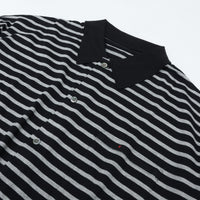 PORTER CLASSIC H/W BEATNIK BORDER OPEN POLO SHIRT BLACK