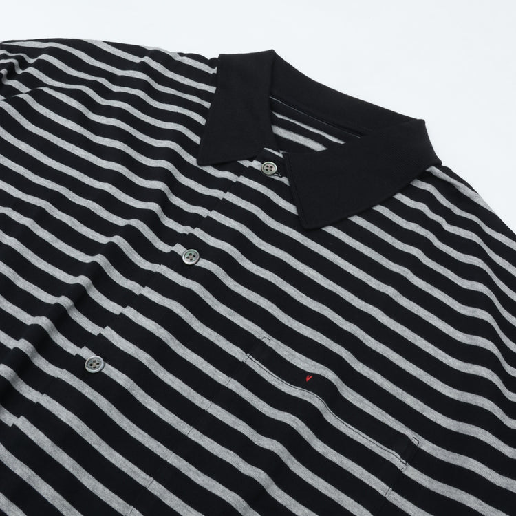PORTER CLASSIC H/W BEATNIK BORDER OPEN POLO SHIRT BLACK