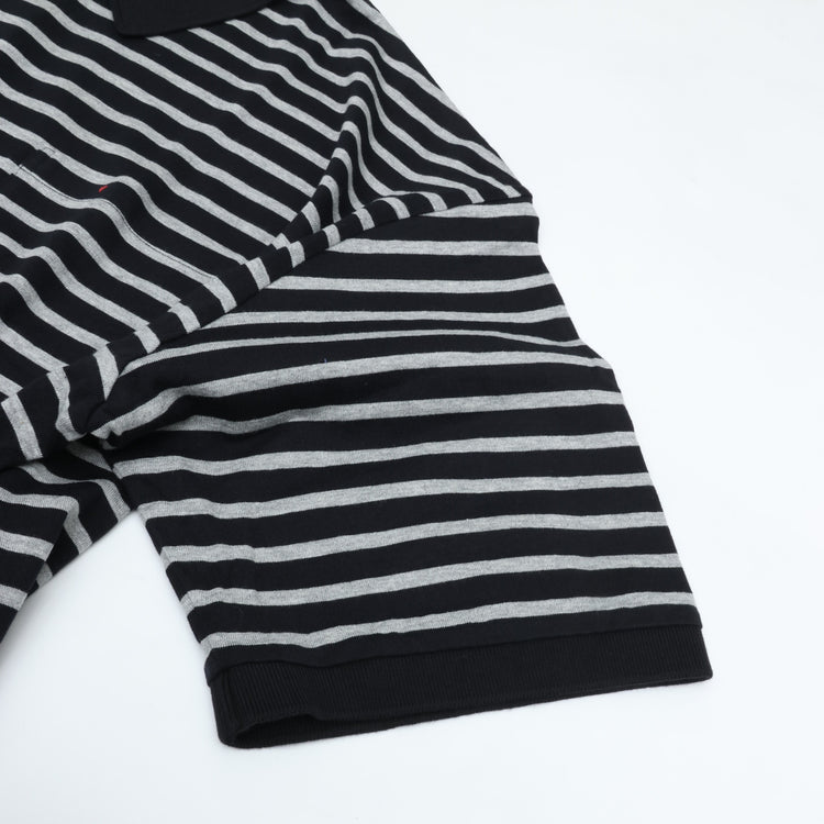 PORTER CLASSIC H/W BEATNIK BORDER OPEN POLO SHIRT BLACK