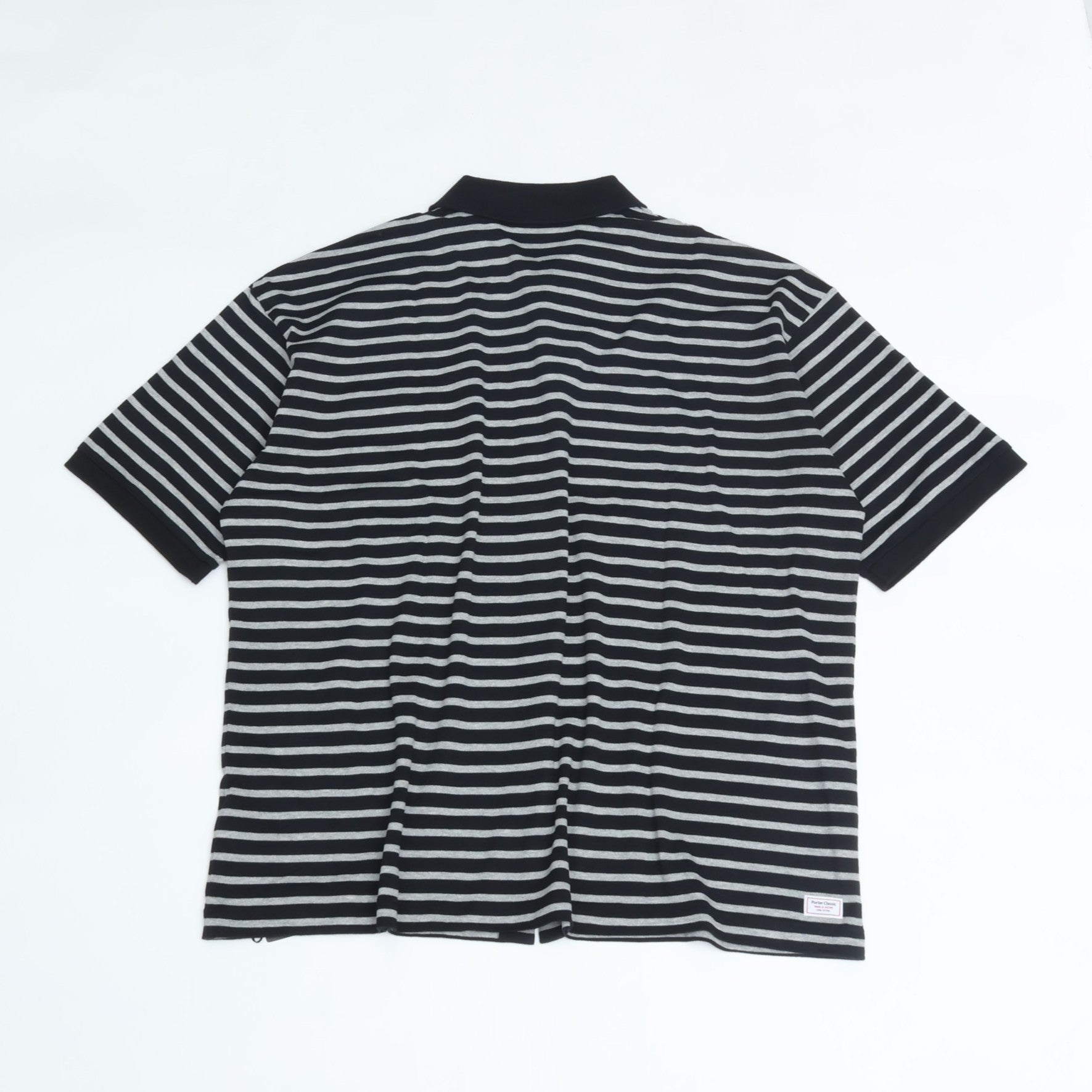 PORTER CLASSIC H/W BEATNIK BORDER OPEN POLO SHIRT BLACK – CASDAY