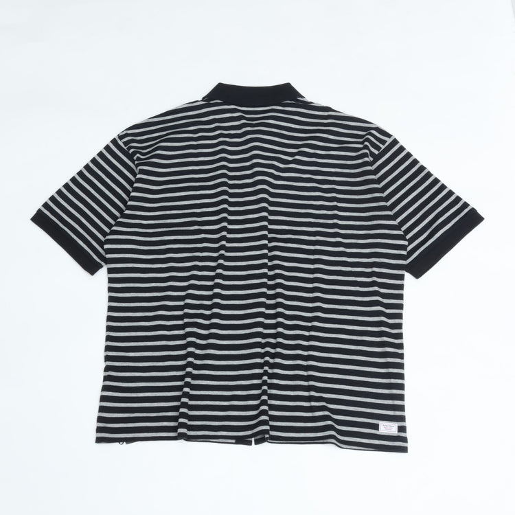 PORTER CLASSIC H/W BEATNIK BORDER OPEN POLO SHIRT BLACK