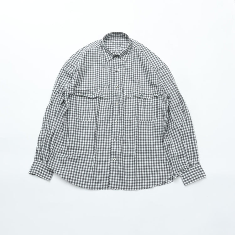 PORTER CLASSIC ROLL UP HEATHER GINGHAM CHECK SHIRT (GIZA 120/2)