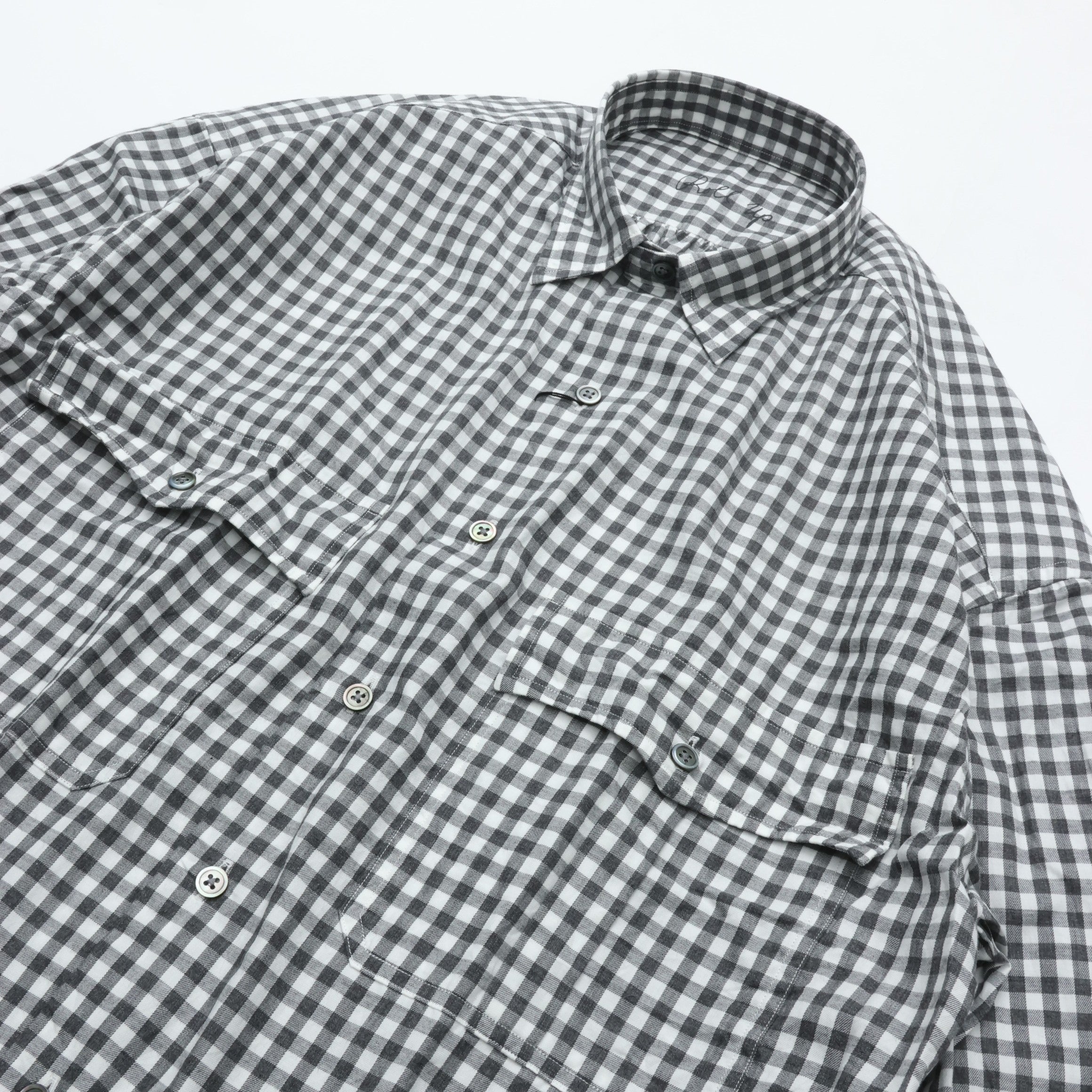 PORTER CLASSIC ROLL UP HEATHER GINGHAM CHECK SHIRT (GIZA 120/2