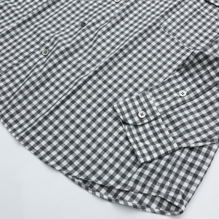 PORTER CLASSIC ROLL UP HEATHER GINGHAM CHECK SHIRT (GIZA 120/2)