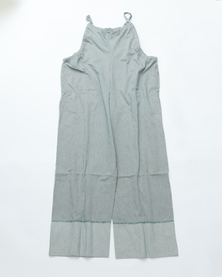 MEYAME  STRIPED GATHERED ALL-IN-ONE MEY-2413 GREEN