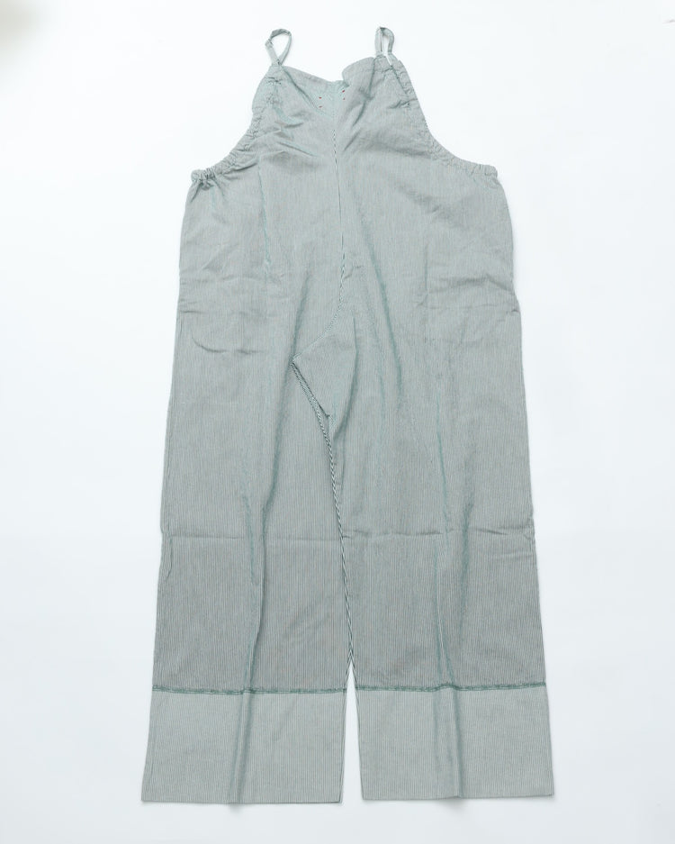 MEYAME  STRIPED GATHERED ALL-IN-ONE MEY-2413 GREEN