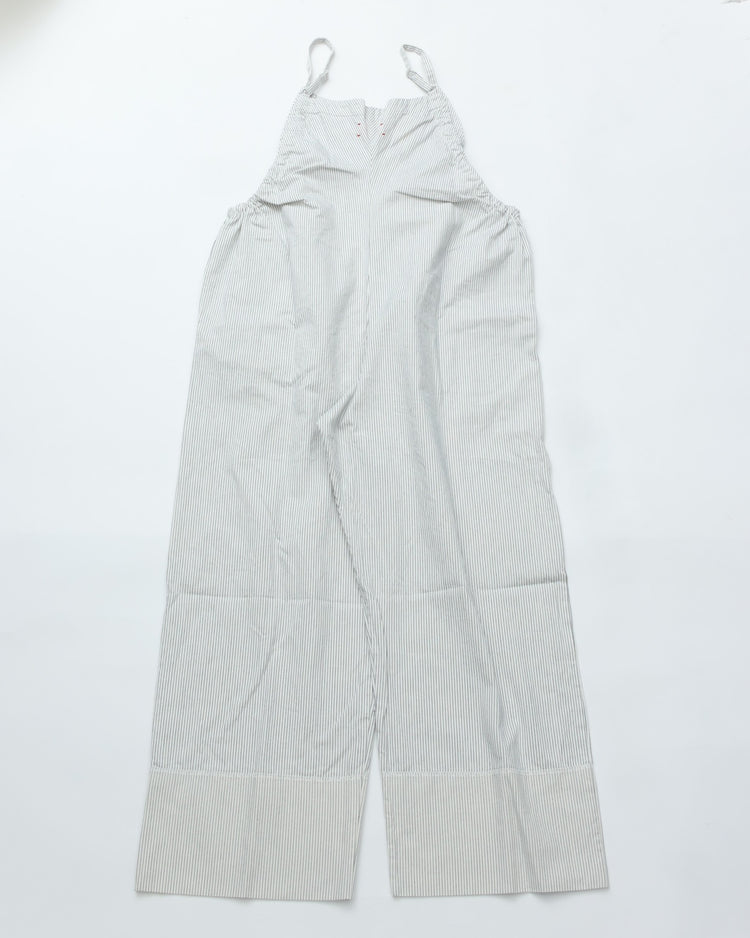 MEYAME  STRIPED GATHERED ALL-IN-ONE MEY-2413 WHITE