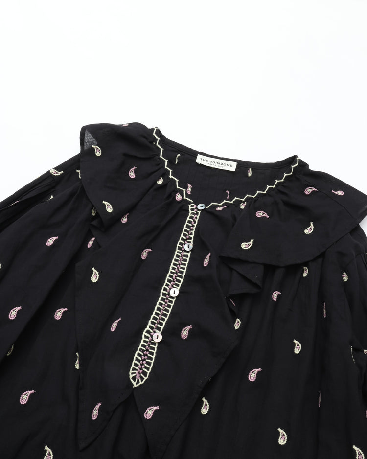 THE SHINZONE PAISLEY EMBROIDERED BLOUSE BLACK 07
