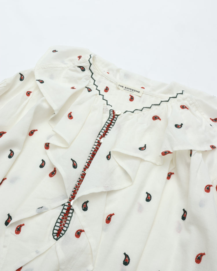 THE SHINZONE PAISLEY EMBROIDERED BLOUSE ECRU 02