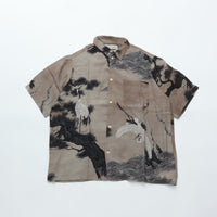 REMI RELIEF Crane Pattern Aloha Shirt RN30389013 GREY