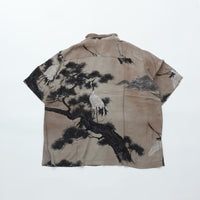REMI RELIEF Crane Pattern Aloha Shirt RN30389013 GREY