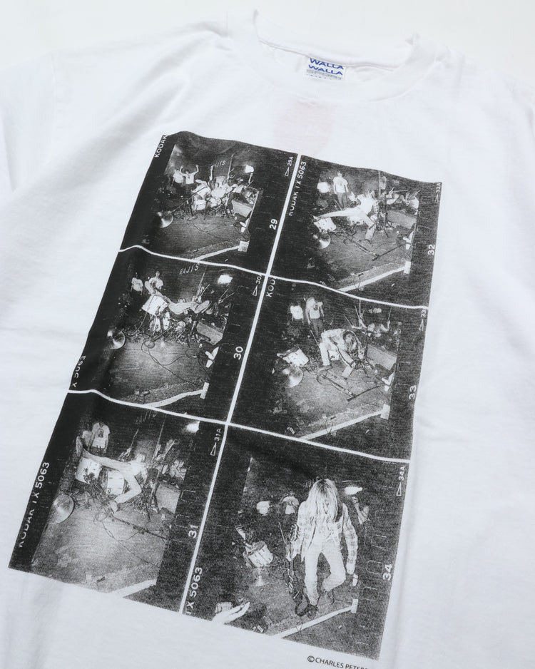 WALLA WALLA SPORT  PRINTABLE TUBE TEE / CHARLES PETERSON  "DRUM CRUSH" WHITE