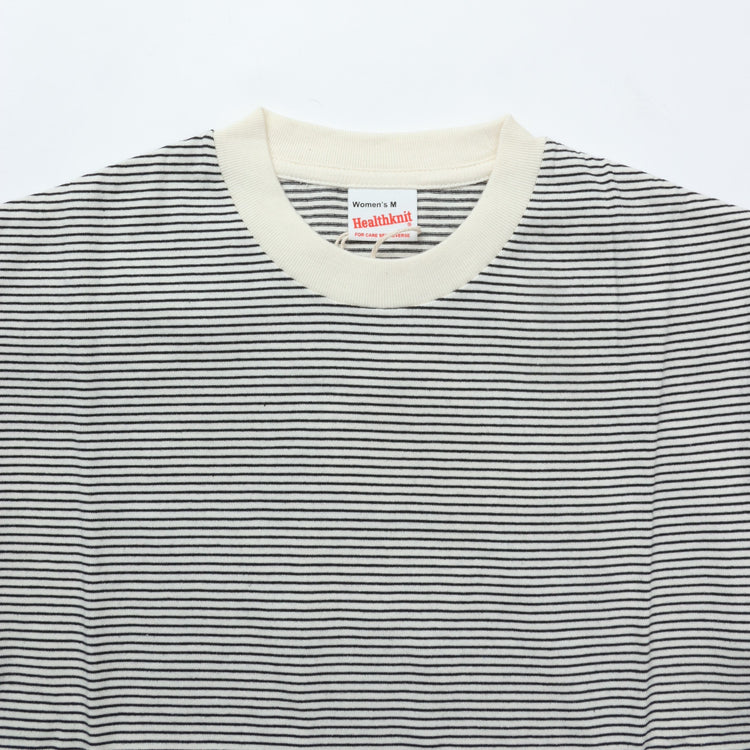 Healthknit / ナローボーダー　クルーネック半袖Tシャツ Women'S NATURAL*BLACK