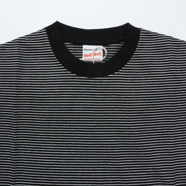 Healthknit / ナローボーダー　クルーネック半袖Tシャツ Women'S BLACK*NATURAL