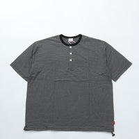 Healthknit / Narrow Border Jersey Wide Henleyneck S/S　BLACK/NATURAL