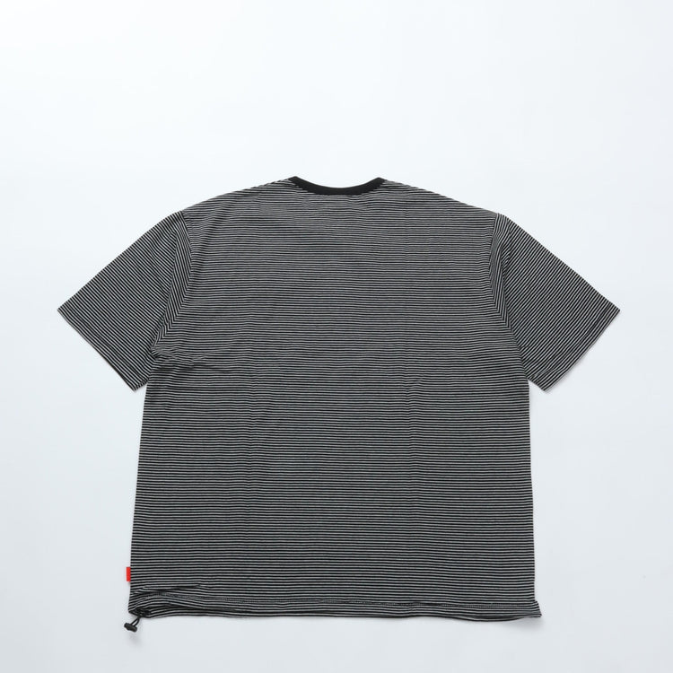 Healthknit / Narrow Border Jersey Wide Henleyneck S/S　BLACK/NATURAL