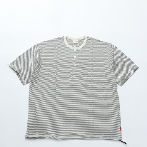 Healthknit / Narrow Border Jersey Wide Henleyneck S/S　NATURAL/BLACK
