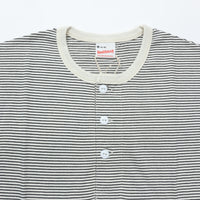 Healthknit / Narrow Border Jersey Wide Henleyneck S/S NATURAL/BLACK