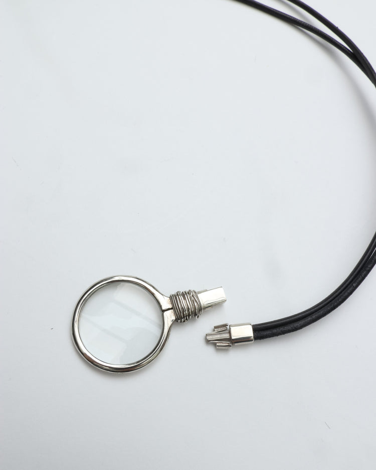 END CUSTOM JEWELLERS DETACHABLE LUPE NECKLACE SILVER × BLACKLEATHER ENDN055