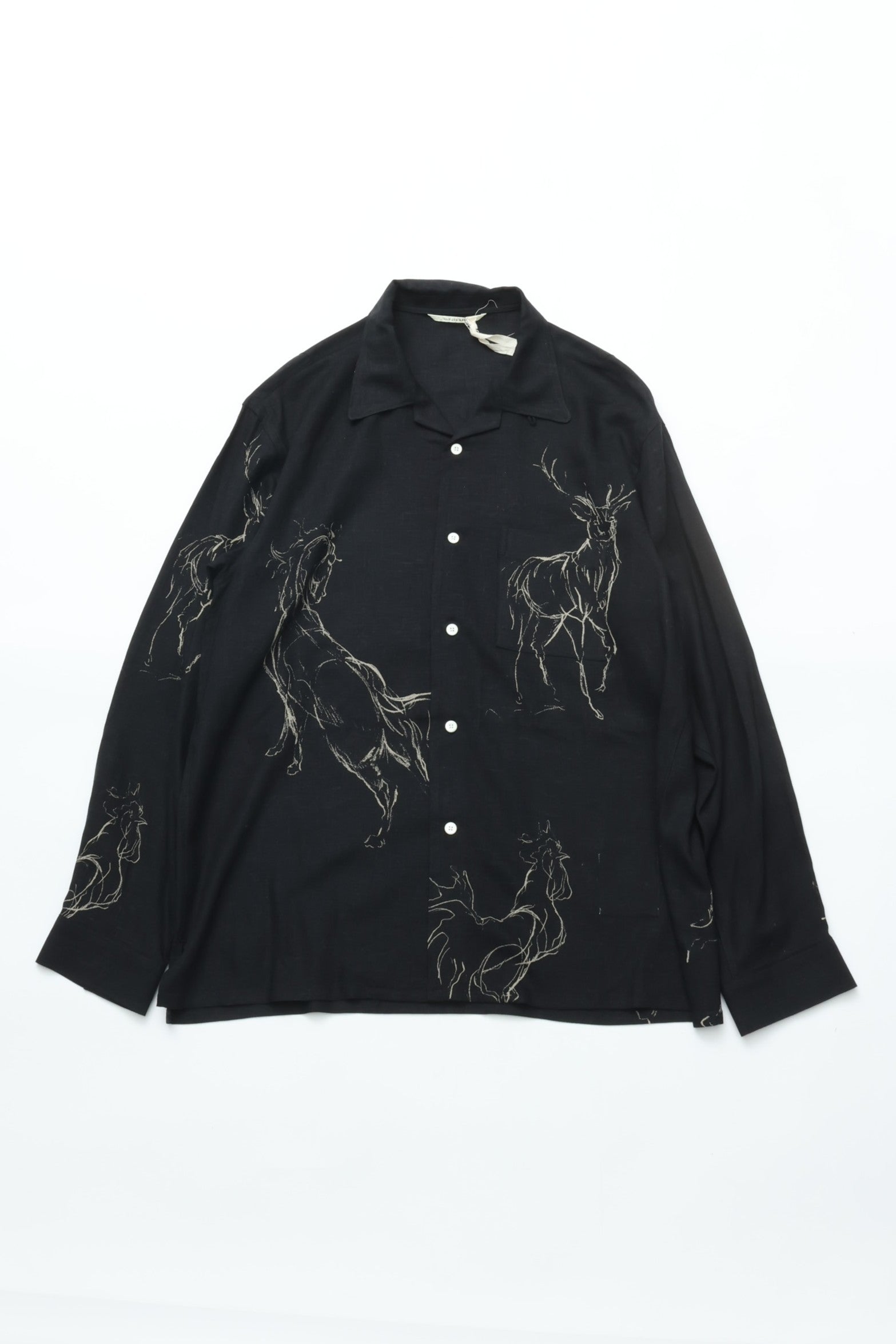 OLD JOE BRAND ORIGINAL PRINTED OPEN COLLAR SHIRTS (ANIMAL DRAWING
