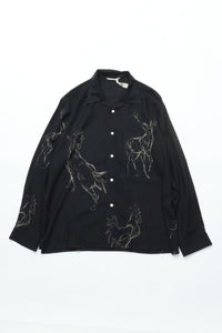 OLD JOE BRAND ORIGINAL PRINTED OPEN COLLAR SHIRTS (ANIMAL DRAWING) Long-sleeve 261OJ-SH18