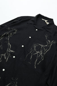 OLD JOE BRAND ORIGINAL PRINTED OPEN COLLAR SHIRTS (ANIMAL DRAWING) Long-sleeve 261OJ-SH18