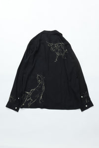 OLD JOE BRAND ORIGINAL PRINTED OPEN COLLAR SHIRTS (ANIMAL DRAWING) Long-sleeve 261OJ-SH18