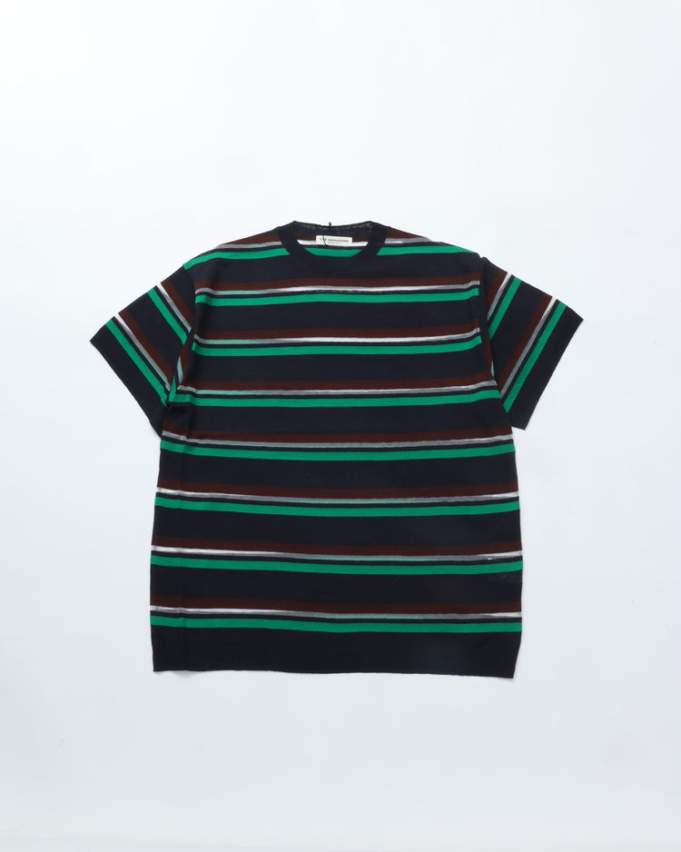 THE SHINZONE / MULTI STRIPED CREW NECK KNIT 85 NAVY