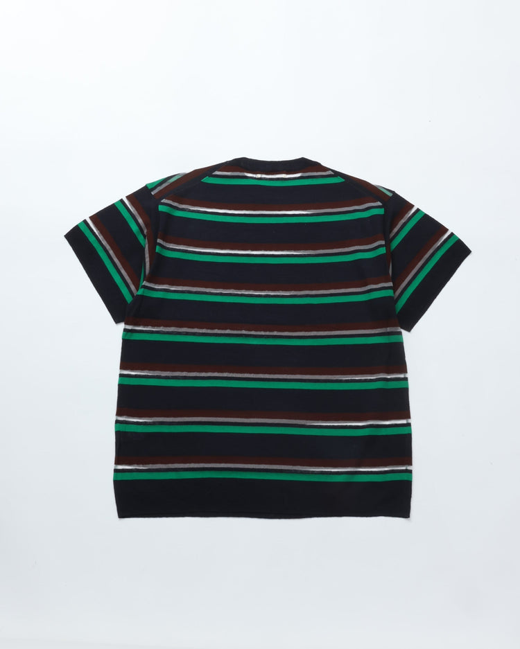 THE SHINZONE / MULTI STRIPED CREW NECK KNIT 85 NAVY