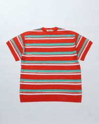 THE SHINZONE / MULTI STRIPED CREW NECK KNIT 24 RED