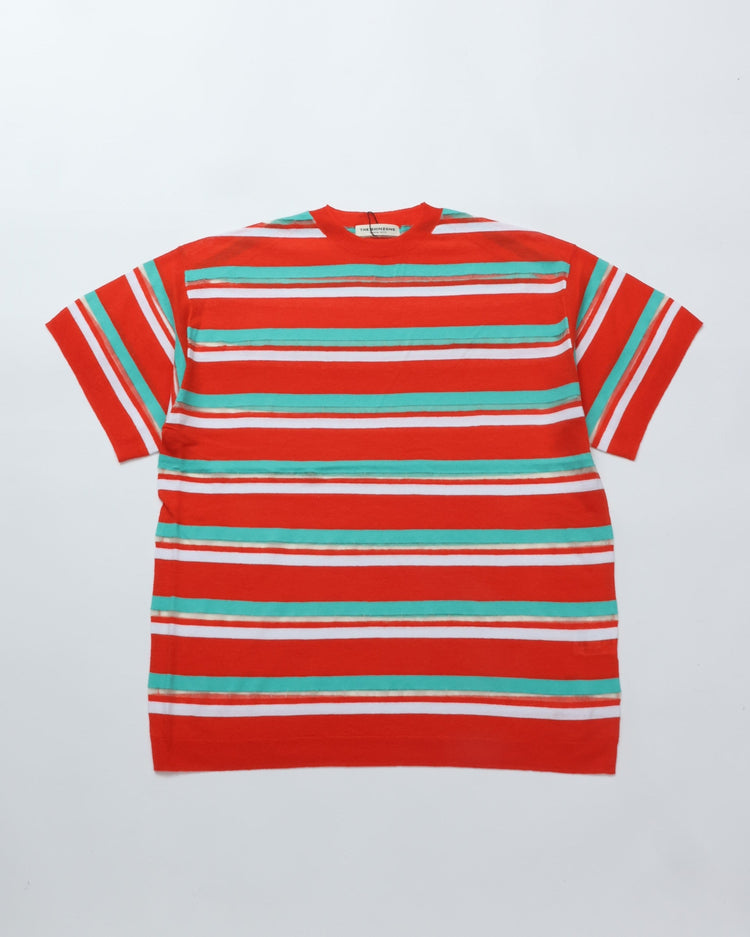 THE SHINZONE / MULTI STRIPED CREW NECK KNIT 24 RED