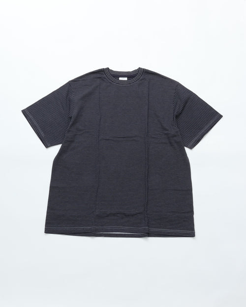 Yonetomi   GARMENT DYED BORDER T-SHIRT (Short Sleeve) BLACKNAVY*WHITE  95-262-034