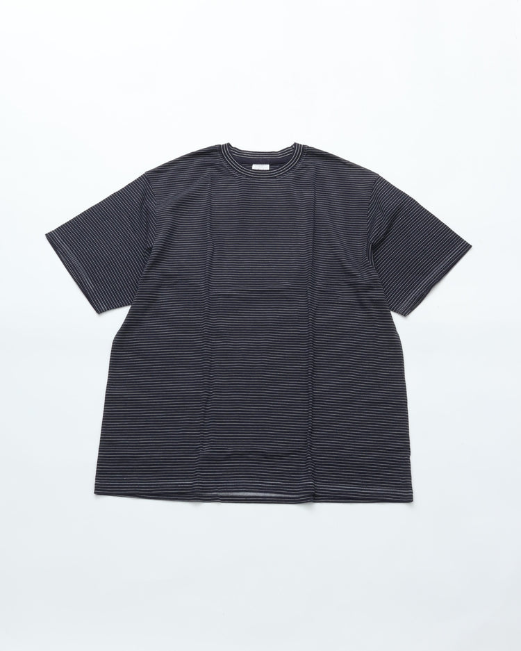 Yonetomi   GARMENT DYED BORDER T-SHIRT (Short Sleeve) BLACKNAVY*WHITE  95-262-034