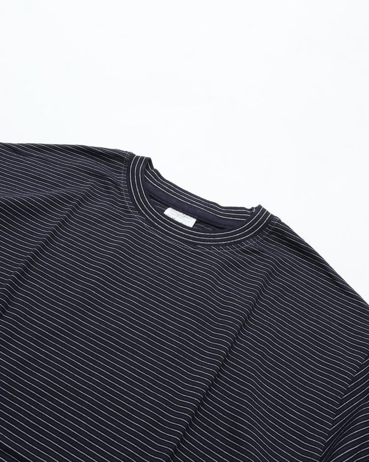 Yonetomi   GARMENT DYED BORDER T-SHIRT (Short Sleeve) BLACKNAVY*WHITE  95-262-034