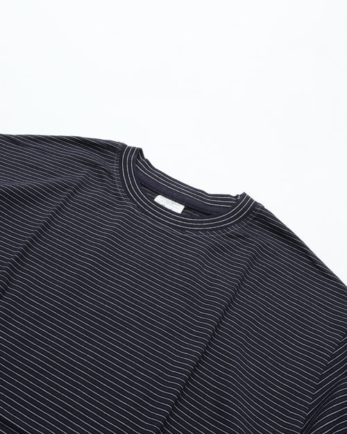 Yonetomi   GARMENT DYED BORDER T-SHIRT (Short Sleeve) BLACKNAVY*WHITE  95-262-034