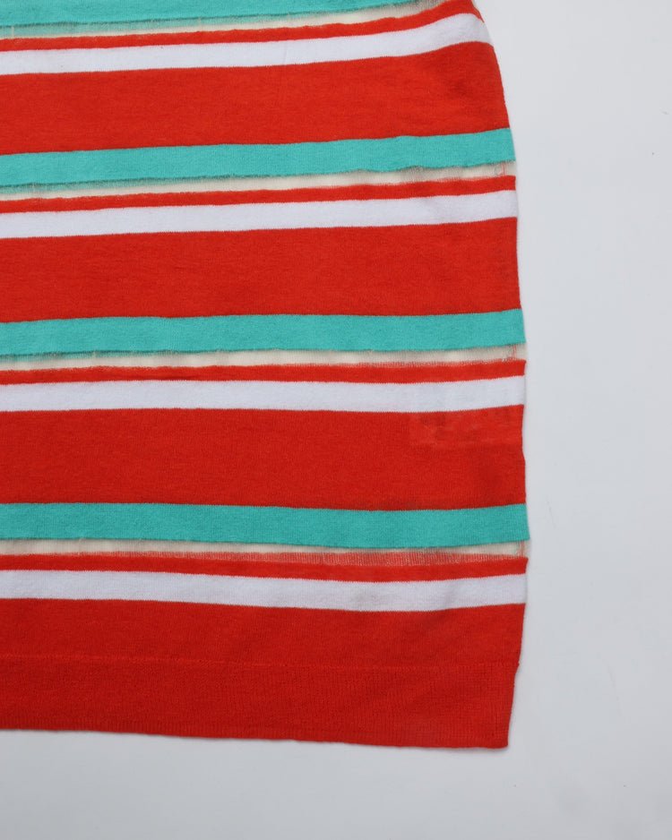 THE SHINZONE / MULTI STRIPED CREW NECK KNIT 24 RED