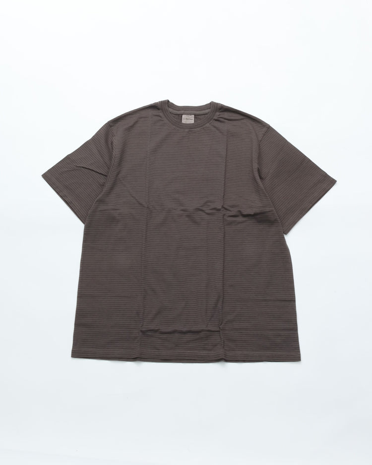 Yonetomi   GARMENT DYED BORDER T-SHIRT (Short Sleeve) D.GRAY*GRAY  95-262-034
