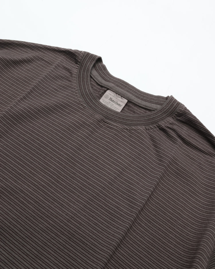Yonetomi   GARMENT DYED BORDER T-SHIRT (Short Sleeve) D.GRAY*GRAY  95-262-034