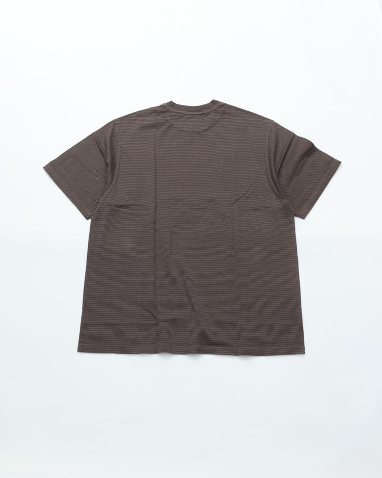 Yonetomi   GARMENT DYED BORDER T-SHIRT (Short Sleeve) D.GRAY*GRAY  95-262-034