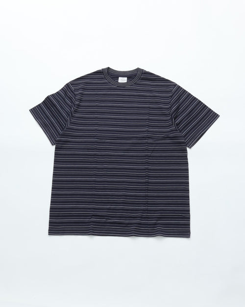 Yonetomi   GARMENT DYED RAMDOM BORDER T-SHIRT 95-262-035 BLACKNAVY*WHITE