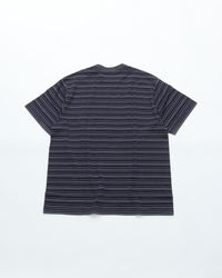 Yonetomi   GARMENT DYED RAMDOM BORDER T-SHIRT 95-262-035 BLACKNAVY*WHITE