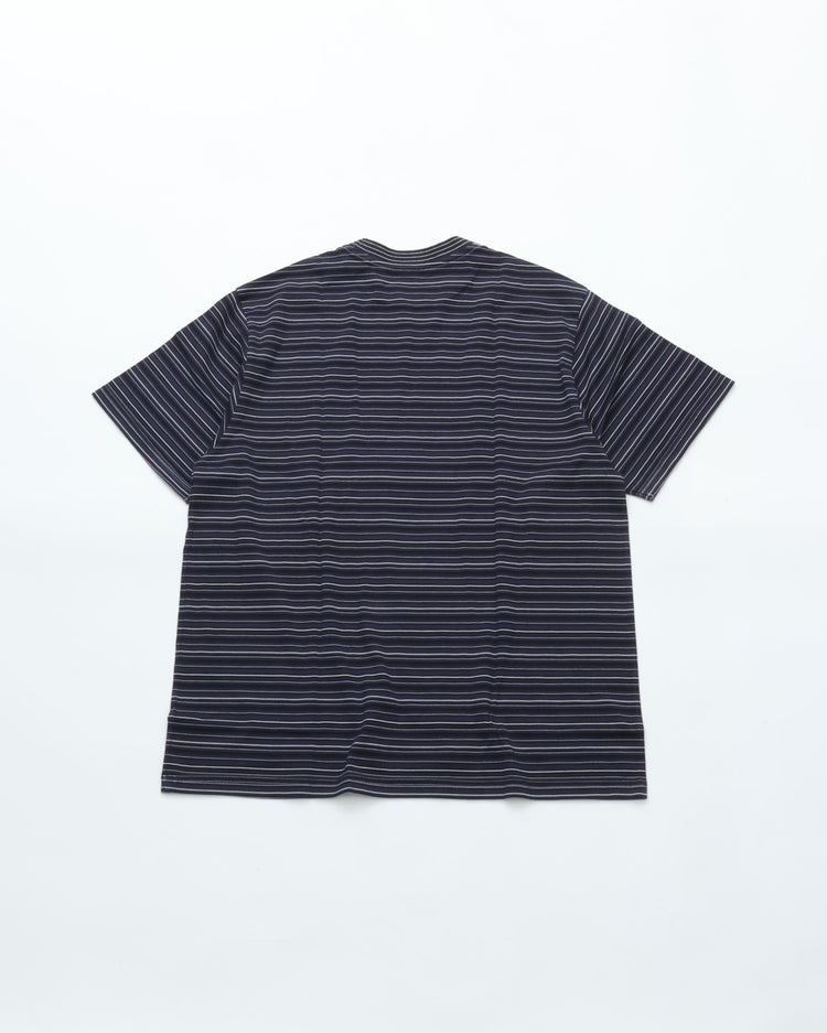 Yonetomi   GARMENT DYED RAMDOM BORDER T-SHIRT 95-262-035 BLACKNAVY*WHITE