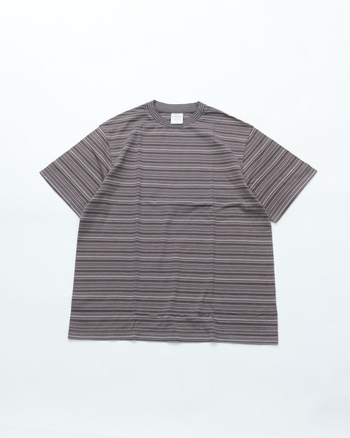 Yonetomi   GARMENT DYED RAMDOM BORDER T-SHIRT 95-262-035 GRAY*WHITE