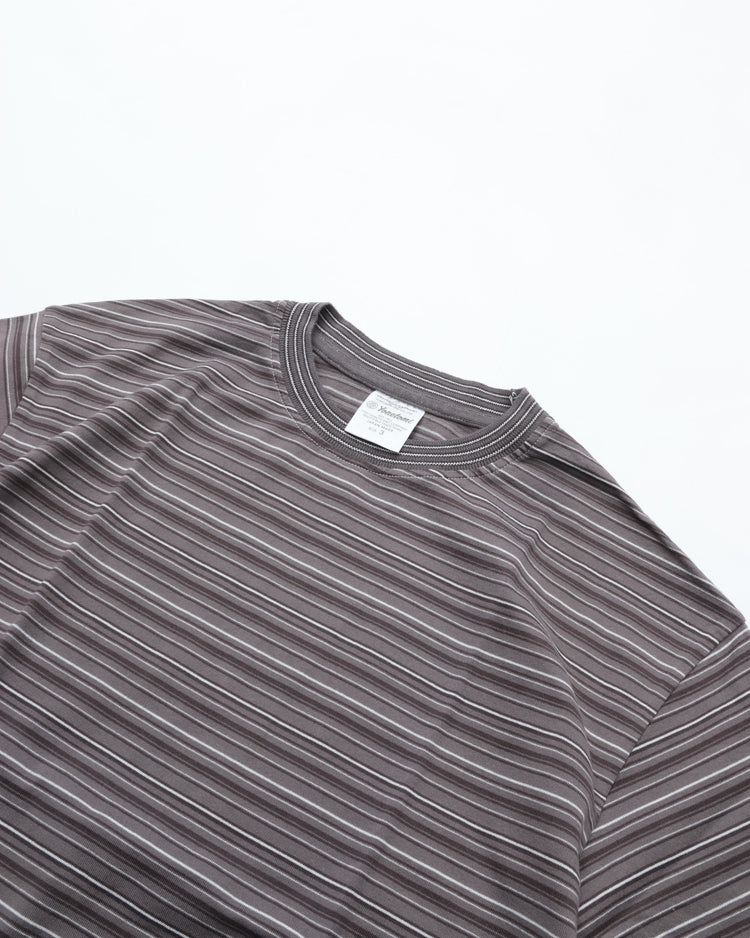 Yonetomi   GARMENT DYED RAMDOM BORDER T-SHIRT 95-262-035 GRAY*WHITE