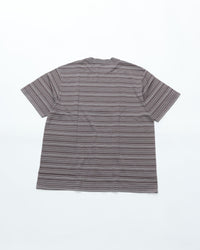 Yonetomi   GARMENT DYED RAMDOM BORDER T-SHIRT 95-262-035 GRAY*WHITE
