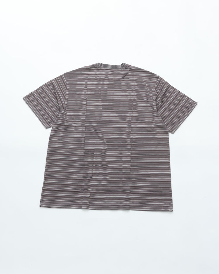 Yonetomi   GARMENT DYED RAMDOM BORDER T-SHIRT 95-262-035 GRAY*WHITE